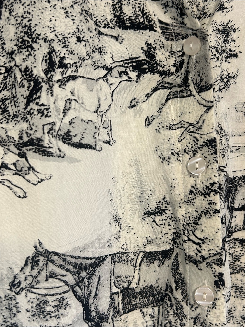 Jane + Delancey Horse Equestrian Toile Button Down Blouse XL - Picture 3 of 13